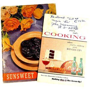 Vintage 1940s–50s 7-Up & Sunsweet Prunes Recipe Booklets, Mid-Century Brands
